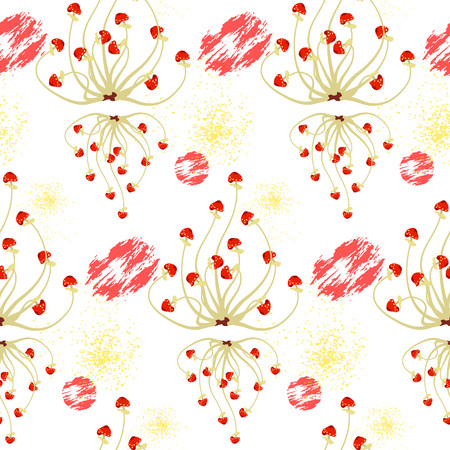 Magic abstract  mushrooms pattern seamless . Flat style for web vector illustrationのイラスト素材