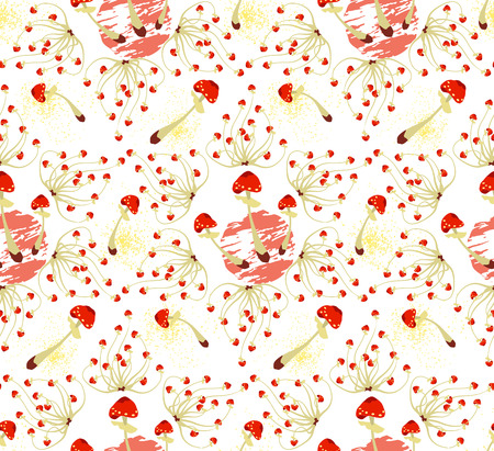 Magic abstract  mushrooms pattern seamless . Flat style for web vector illustrationのイラスト素材