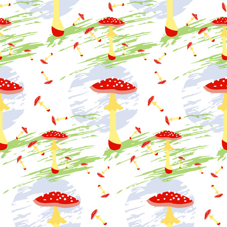 Magic abstract  mushrooms pattern seamless . Flat style for web vector illustrationのイラスト素材