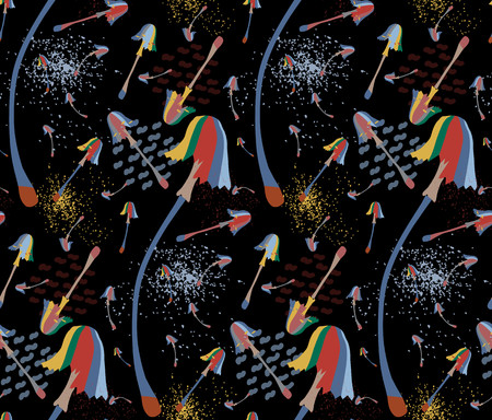 Magic abstract  mushrooms pattern seamless . Flat style for web vector illustrationのイラスト素材