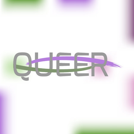 Text Queer using original colors for gay parade. Unconventional sexual orientation. Vector designのイラスト素材
