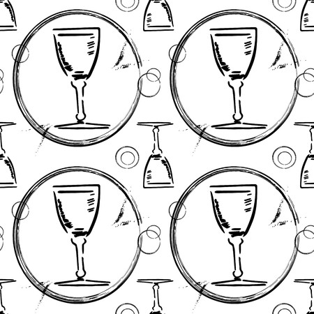 Hand drawing of wine glasses. Seamless pattern, vector design. Illustration for gift wrapping, wallpaper.のイラスト素材