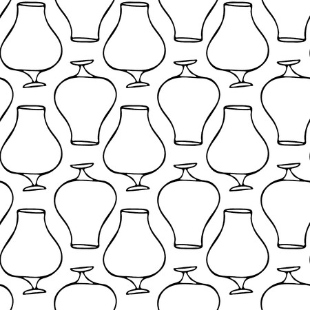 Hand drawing of wine glasses. Seamless pattern, vector design. Illustration for gift wrapping, wallpaper.のイラスト素材