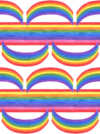 Watercolor seamless rainbow pattern. Symbol for LGBT Lesbian Gay Bisexual and Transgender. Design Element. Illustration for print, t-shirt, invitations, wallpapers, web.の写真素材