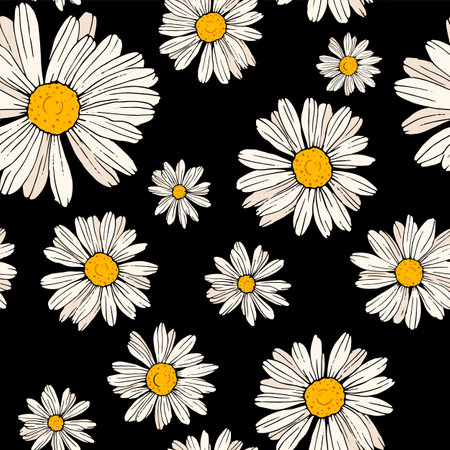 Seamless chamomile flower.Floral pattern for printing. vector patternのイラスト素材