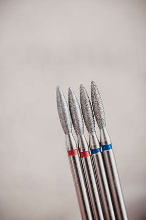 Silver objects on a gray background. Close-up, selective focus.の写真素材