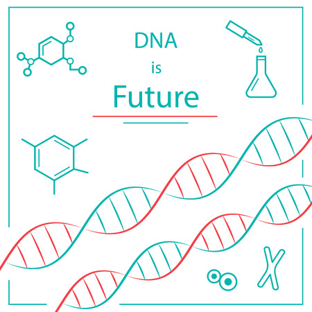 Vector poster DNA Genetic engineering icons on the backgroundのイラスト素材