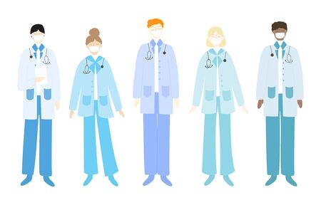 Set of doctors in masksのイラスト素材