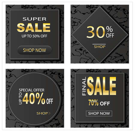 Set of sale, website store banner templates. Banners for online shopping. Editable Stories template. Vector illustrations for posters and newsletter designs, adsのイラスト素材