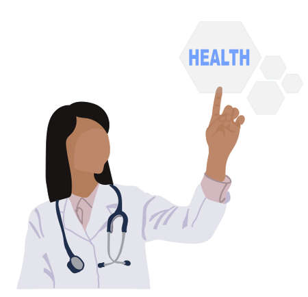 Doctor clicks on healthcare icon. Health care concept.のイラスト素材