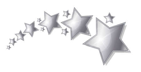 Silver stars on a white background. 3d vectorのイラスト素材