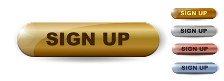 3d sign up button for web marketing design. Website design concept. Business technology. Digital...