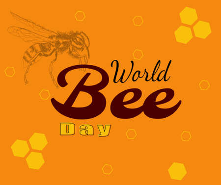 World bees day. Save the bees. Environment protection. Vector template for banner, poster, flyer, sticker, postcard, logo design, etc.のイラスト素材