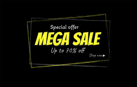 Mega Sale banner, poster background. Big sale special offer, save up to 50%のイラスト素材
