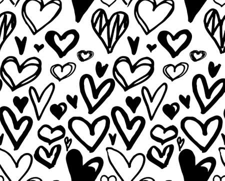 Hand drawn doodle hearts seamless pattern great for Valentine's Day, Weddings, Mother's Day -...
