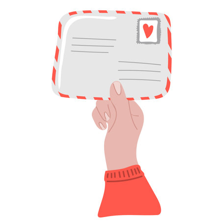 Human hand holding envelope. vector illustrationのイラスト素材