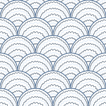 Colorful geometric seamless repetitive curvy waves pattern. Modern print for fabric, textiles, wrapping paper. vector illustrationのイラスト素材