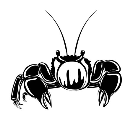 Silhouette crab. Seafood shop logo, signboard, restaurant menu, fish market, banner, poster design template. Fresh seafood or shellfish product. vector illustrationのイラスト素材