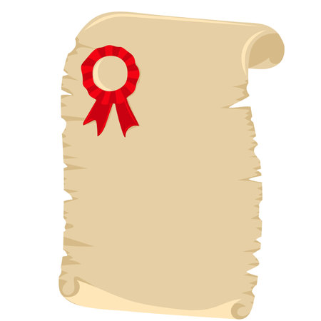Ancient parchment sheet of paper, certificate or diploma. hand drawn vector illustrationのイラスト素材