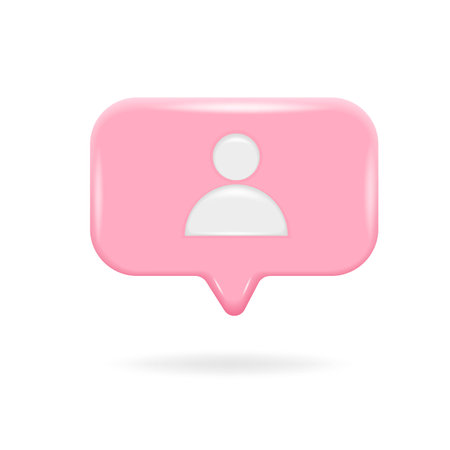 Person avatar in speech bubble. Modern 3d user icon for website, internet marketing, presentation, logo design template element. vector illustrationのイラスト素材