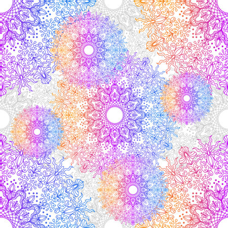 Seamless pattern with gradiently mandala. Decorative ornament in ethnic oriental style. Luxury background for textile, fabric, wallpaper, wrapping, gift wrap, paper, scrapbook and packaging. vector illustrationの写真素材
