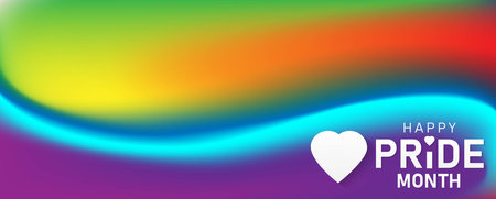 Happy pride month paper text on rainbow gradient background. Human rights or diversity concept. LGBT event banner design. vector illustrationのイラスト素材