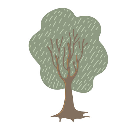 simple autumn tree. Hand drawn stylized element for autumn decorative design, halloween invitation, harvest or thanksgiving. vector illustrationのイラスト素材