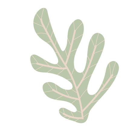 Simple green autumn leaf. Hand drawn element for autumn decorative design, halloween invitation, harvest or thanksgiving. vector illustrationのイラスト素材