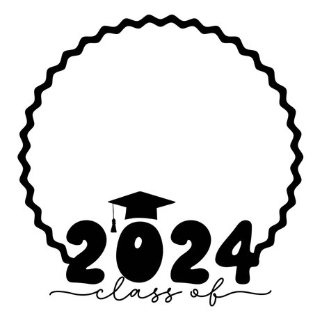 Class of 2024 circle frame. Template for card, banner, poster. Vector illustration
