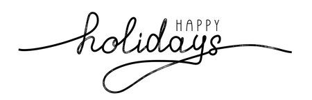 Happy holidays lettering design. Seasonal greeting card template. Creative calligraphy for Holiday greeting cards, bannerのイラスト素材