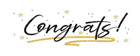 Congrats. Trendy brush stroke quote text. Marker drawn calligraphy. Modern holidays phrase great for greeting card and invitation, flyers, posters, banners