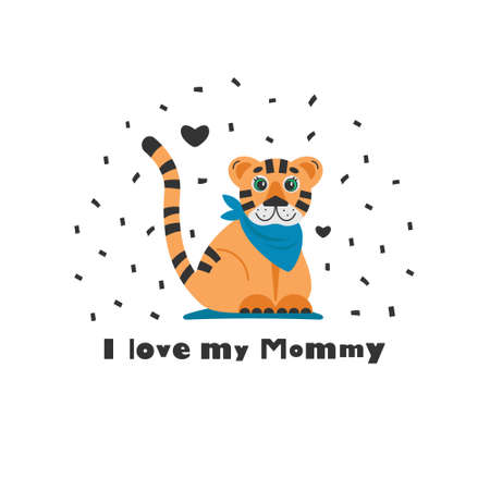 happy tiger family cute concept illustrationのイラスト素材