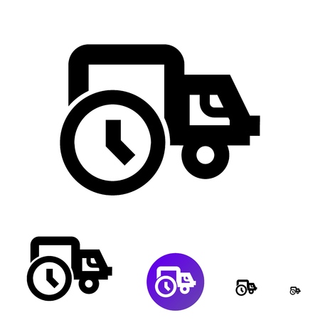 Shipping icon for business, e-commerce. Vector line truck icon with the image of a clock of different sizesのイラスト素材