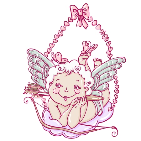 Angel or cupid in hand drawn styleのイラスト素材