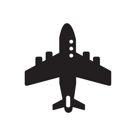 Icon of airplane. Image is view from above on white background. Vector illustration in simple style.のイラスト素材
