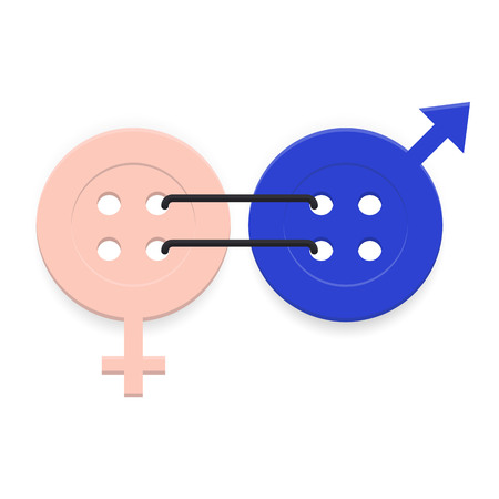 Gender equality icon. Gender isolated symbols on white background. Symbol of equality, collaboration, connection, relationship of man and woman . Flat style vector illustrationのイラスト素材