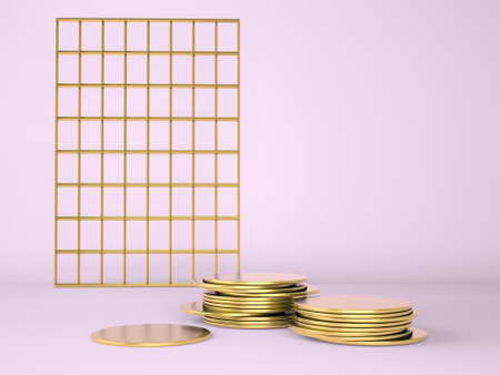 Product podium with money on pastel background 3d. Abstract minimal geometry concept. Studio stand...
