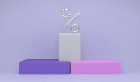 3d rendering studio with geometric shapes, podium on the floor. Platforms for product presentation,...