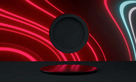 Valentine's Day. Background with realistic festive gifts box. Romantic present, hearts. 3d render.