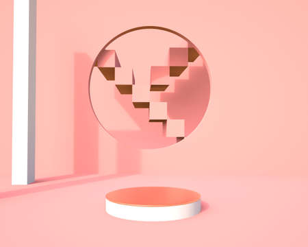 Product podium on pastel background 3d. Abstract minimal geometry concept. Studio stand platform...