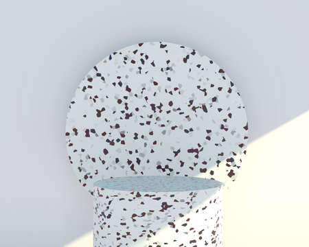 Minimal scene with geometrical forms, podiums in cream background with shadows. Scene to show cosmetic product, 3dの写真素材