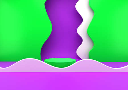 Podium with paper waves. 3d renderingの写真素材