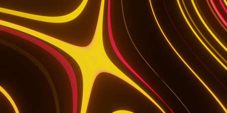 3d business flyer template or corporate banner design with neon wave, 3d render.の写真素材