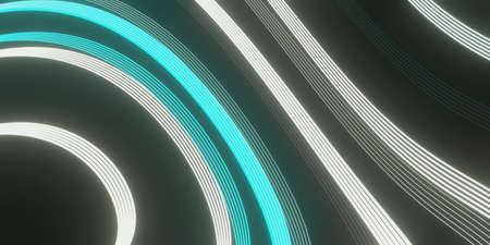 3d business flyer template or corporate banner design with neon wave, 3d render.