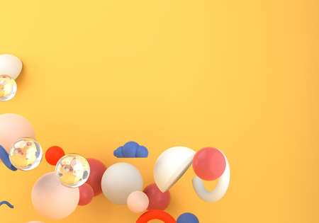 Geometric shapes on yellow backgroundの写真素材