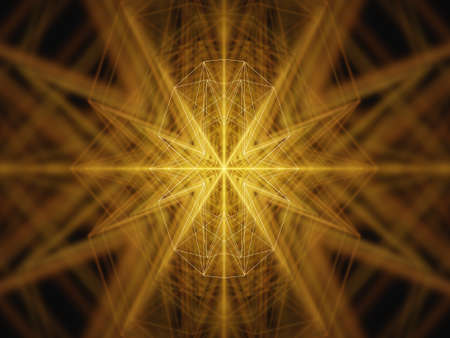 yellow neon star on black concrete wall. 3d rendering 3d illustration.