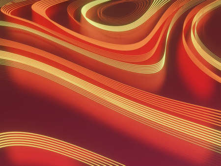 Abstract smooth color wave. Curve flow orange motion illustration. Orange red wave. 3d