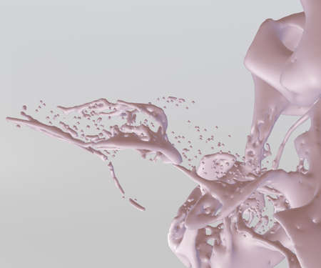 Cows, sheeps, goats, soya, rice, oat, hemp or coconut milk splash 3d illustration on white background - created with mesh tool. 3d rendering. 3d illustration.の写真素材