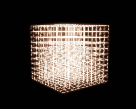 Abstract Cyber Cube Mesh with Glowing Vertices Design. Cyberspace backdrop. Abstract Technology...