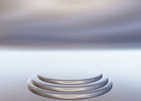 Empty Silver podium for award ceremony, Isolated on white background, 3d illustration.の写真素材